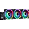 Aerocool DUO12PRO komplekts 3x ventilators 12 cm ARGB LED dubultā gredzena pretvibrācijas 6 kontaktu, melns