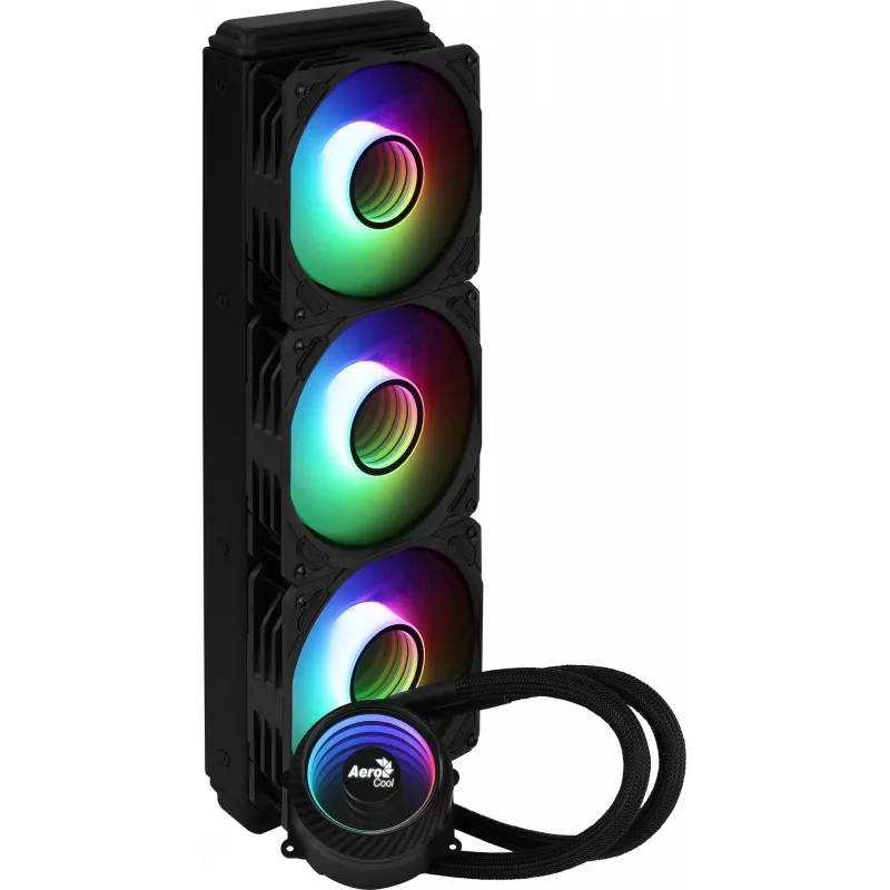 Aerocool MIRAGEL360 šķidruma CPU dzesēšanas sistēma 3x12cm ARGB ventilators TDP 550W melns