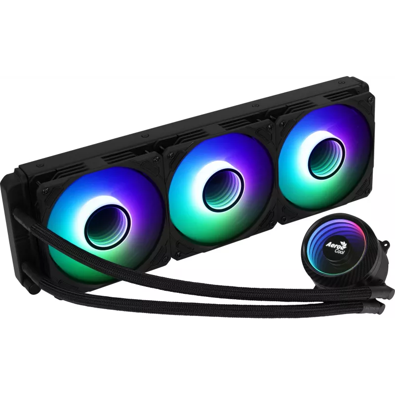 Aerocool MIRAGEL360 šķidruma CPU dzesēšanas sistēma 3x12cm ARGB ventilators TDP 550W melns