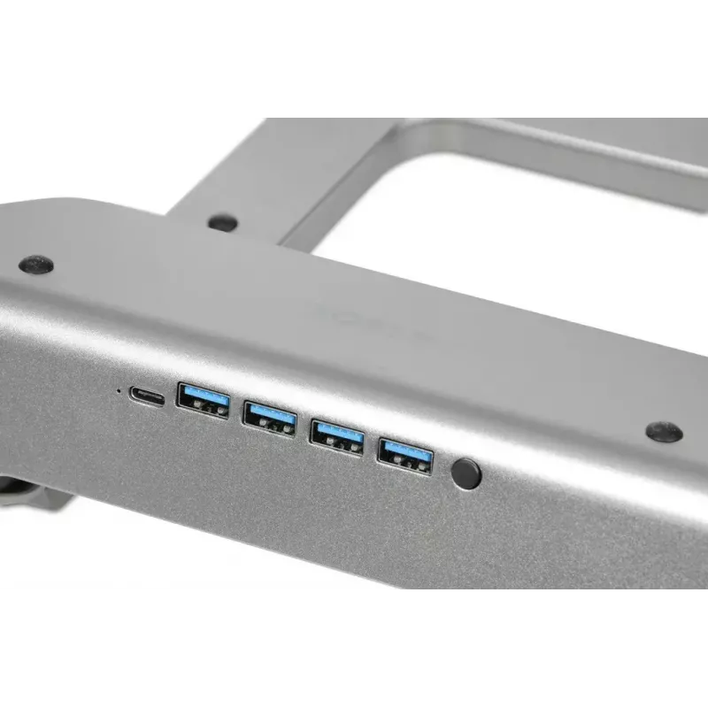 Klēpjdatora dzesēšanas statīvs IBOX NC06 līdz 17,3 collām – alumīnija, regulējams augstums, 4 USB porti, klusie ventilatori