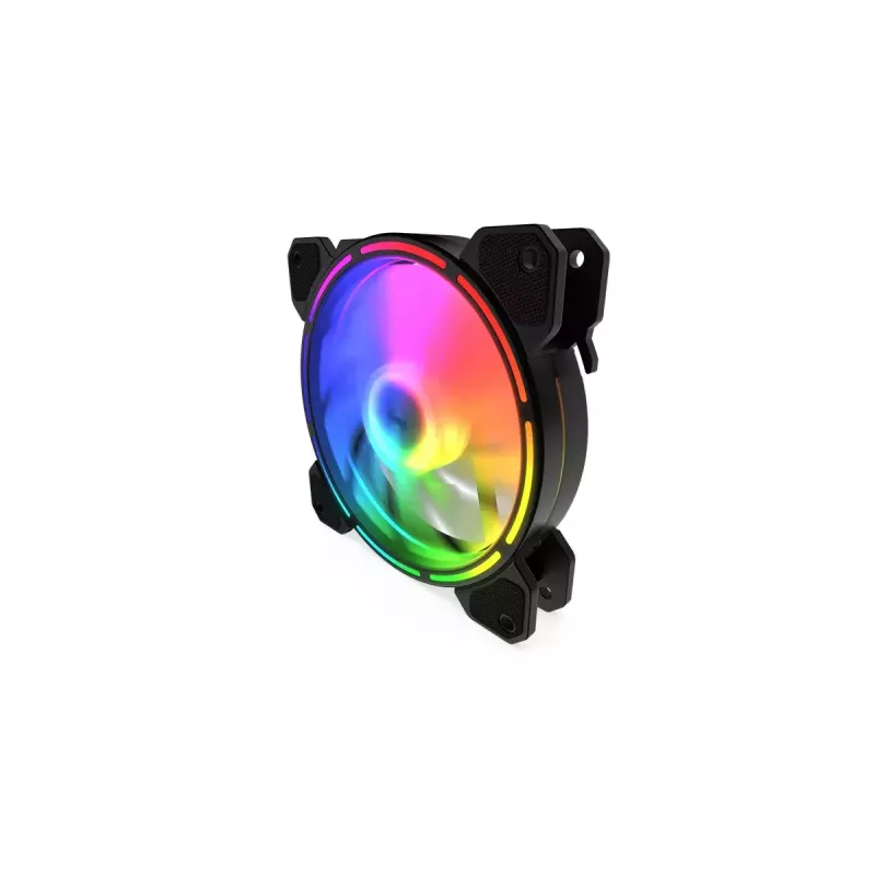 Korpusa ventilators KRUX KRX0067 120mm ARGB LUNAR 120, 1200 RPM, hidrauliskais gultnis, 12 V, 5 V LED, 3 kontaktu savienotājs, pretvibrācijas