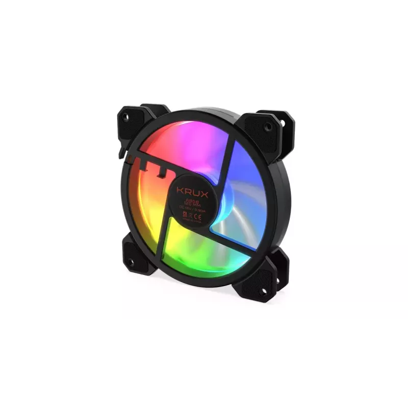 Korpusa ventilators KRUX KRX0067 120mm ARGB LUNAR 120, 1200 RPM, hidrauliskais gultnis, 12 V, 5 V LED, 3 kontaktu savienotājs, pretvibrācijas