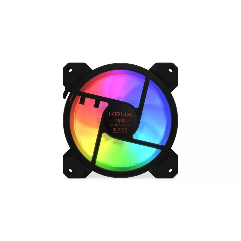 Korpusa ventilators KRUX KRX0067 120mm ARGB LUNAR 120, 1200 RPM, hidrauliskais gultnis, 12 V, 5 V LED, 3 kontaktu savienotājs, pretvibrācijas