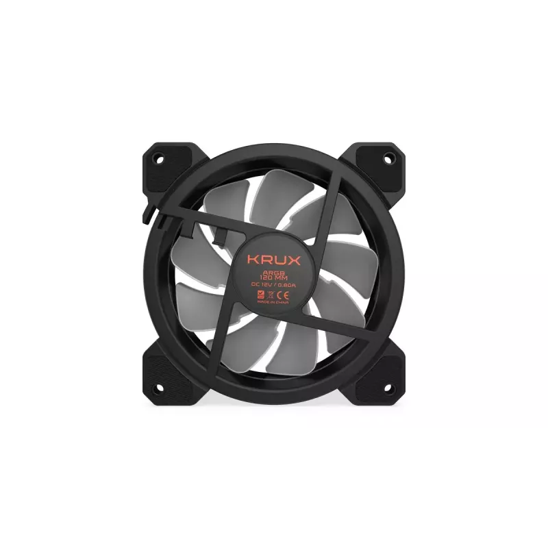Korpusa ventilators KRUX KRX0067 120mm ARGB LUNAR 120, 1200 RPM, hidrauliskais gultnis, 12 V, 5 V LED, 3 kontaktu savienotājs, pretvibrācijas
