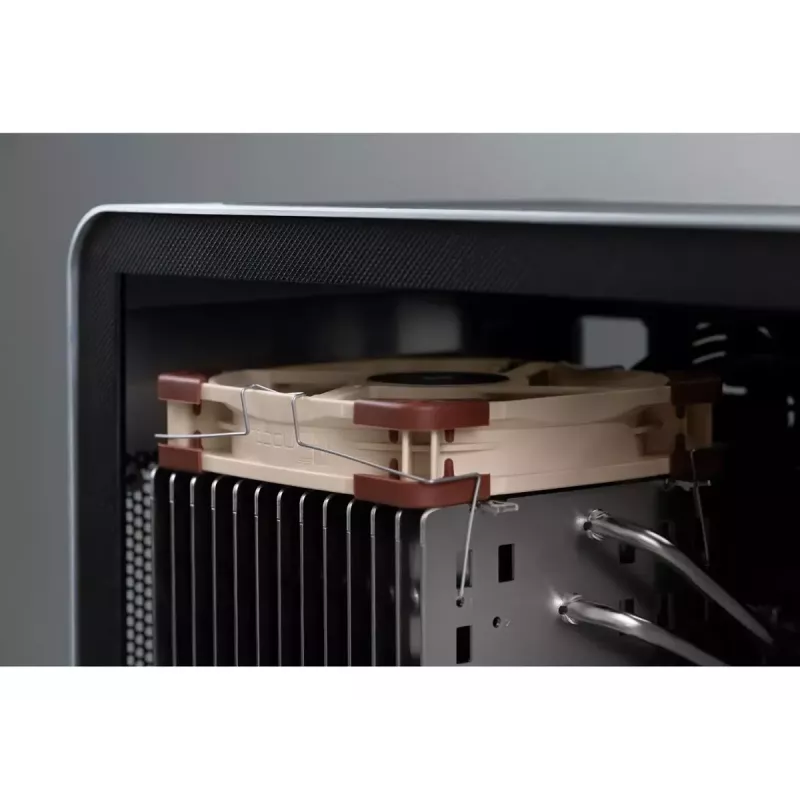 120 mm Noctua ventilators NF-A12x25, 120×25 mm, 12 V 0,6 W, 4 kontaktu PWM, 450–1200 RPM, 55,7 m³/h, SSO gultnis, 0,5 m kabelis
