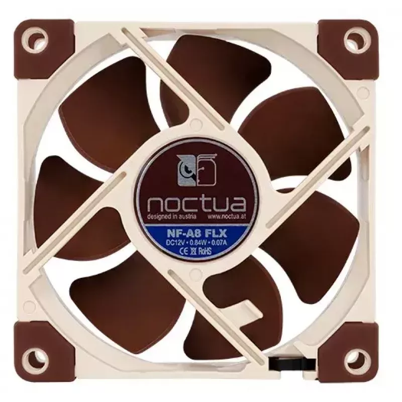 Noctua NF-A8 FLX korpusa ventilators 80 mm, 12 V, 2000 RPM, 50.4 m³/h, 0.84 W, 25 mm augstums