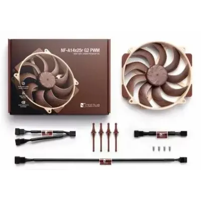 Noctua NF-A14x25r G2 PWM 140 mm korpusa ventilators, 1250–1500 RPM, 155,6 m³/h, 19,7–24,8 dB, 12 V, 4 kontaktu