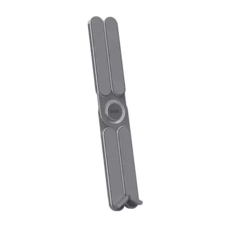 Portatīvā datora statīvs TRUST Macy salokāms alumīnija, pelēks — 280 mm augstums, 23×46 mm pamatne, 20 kg ietilpība