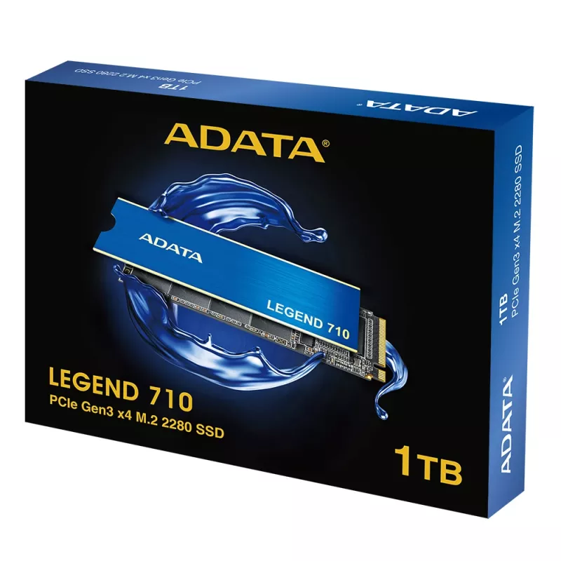 SSD M.2 ADATA LEGEND 710 1 TB PCIe 3.0 NVMe — 2400 MB/s lasīšana, 1800 MB/s rakstīšana, 3D NAND, 2280