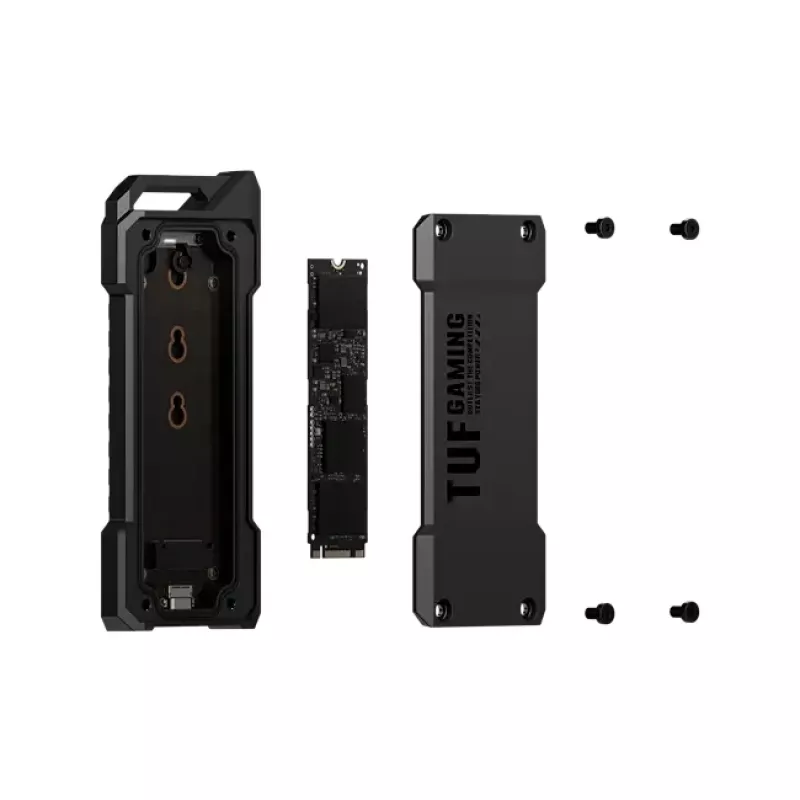 SSD enclosure ASUS ESD-T1A/BLK/G/AS — M.2 (SATA/PCIe) single-bay, USB-C 3.2 Gen2, 10 Gbit/s, Melns, key lock