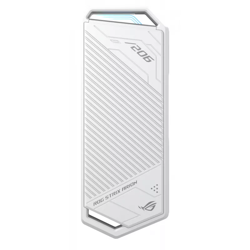 SSD korpuss ASUS ROG Strix Arion balta Edition — M.2 PCIe, USB Type-C 10 Gbit/s, viens nodalījums