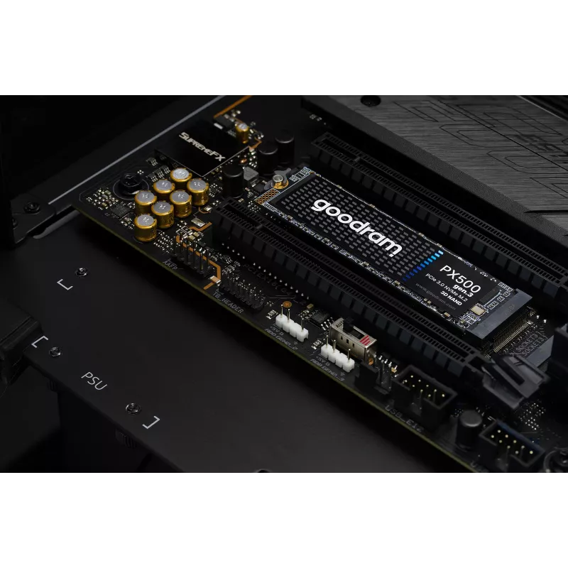 Iekšējais SSD GOODRAM PX500 GEN.3 M.2 1 TB — PCIe 3.0 NVMe, lasīšana 3300 MB/s, rakstīšana 2700 MB/s, 2280
