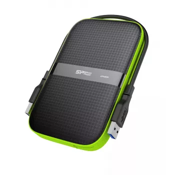 Ārējais HDD Silicon Power Armor A60 1 TB 2,5 collas USB 3.2 Gen 1, triecienizturīgs, AES-256, melns