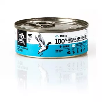 Mitrā kaķu barība 3coty Duck 80 g — pilnvērtīga pastēte pieaugušiem kaķiem, olbaltumvielas 15%, tauki 10%, mitrums 72,8%