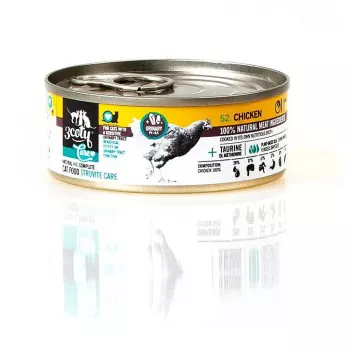Mitrā kaķu barība 3coty Chicken Struvite care 80 g — mitrās barības paciņa, pieaugušiem kaķiem, vista, pilnvērtīga barība