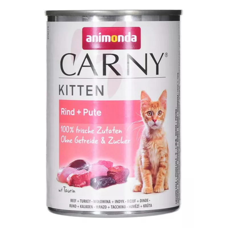 Animonda Carny Kitten mitrā kaķu barība ar liellopu un tītara gaļu, 400 g