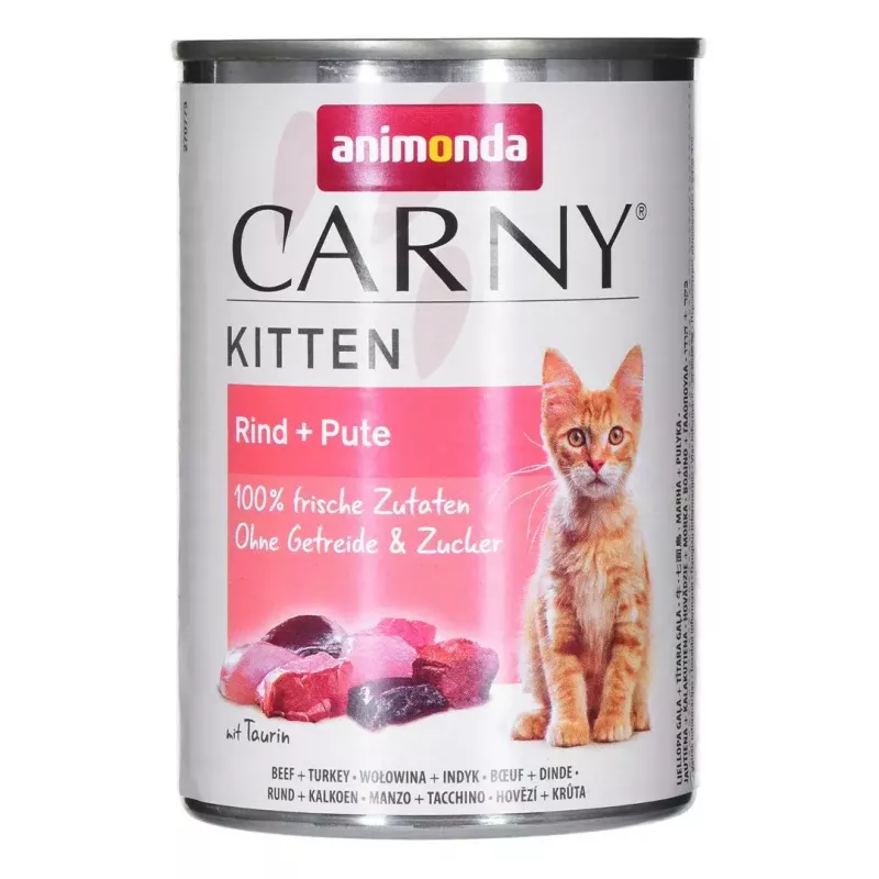 Animonda Carny Kitten mitrā kaķu barība ar liellopu un tītara gaļu, 400 g