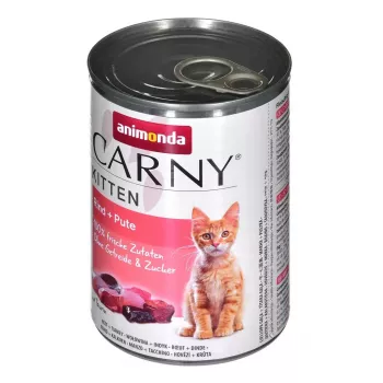Mitrā kaķu barība animonda Carny Kitten Beef & Turkey 400 g kārba, 80% mitrums, 10,5% proteīns, jauniem kaķēniem