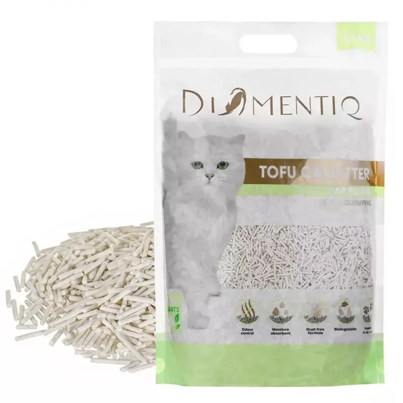 Biodgradējams tofu kaķu pakaišu, DIAMENTIQ Matcha Ultra, zirņu šķiedra, bez putekļiem, 2.5 kg