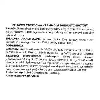 Sausā kaķu barība DIVINUS Cat Complete 20 kg — uzturs pieaugušiem kaķiem, vistas gaļa, 30% olbaltumvielu, 12% tauku