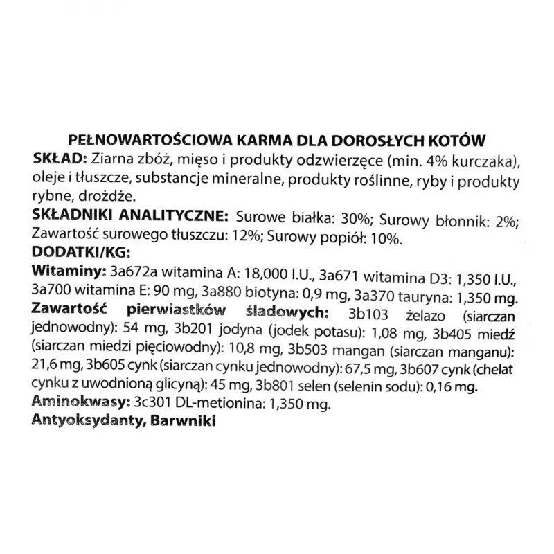 Sausā kaķu barība DIVINUS Cat Complete 20 kg — uzturs pieaugušiem kaķiem, vistas gaļa, 30% olbaltumvielu, 12% tauku