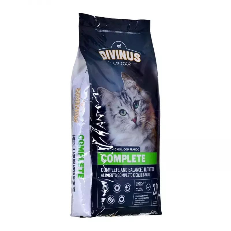 Sausā kaķu barība DIVINUS Cat Complete 20 kg — uzturs pieaugušiem kaķiem, vistas gaļa, 30% olbaltumvielu, 12% tauku