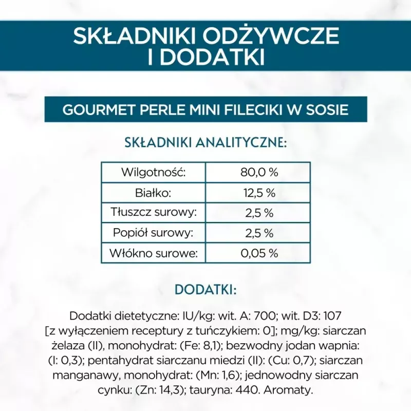 Mitrā kaķu barība Purina Nestlé GOURMET Perle Mini filejas gabaliņi mērcē, paciņas 60 x 85 g, pieaugušiem kaķiem, 80% mitruma