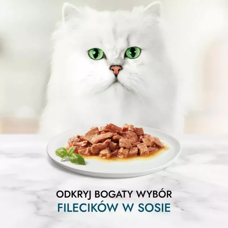 Mitrā kaķu barība Purina Nestlé GOURMET Perle Mini filejas gabaliņi mērcē, paciņas 60 x 85 g, pieaugušiem kaķiem, 80% mitruma