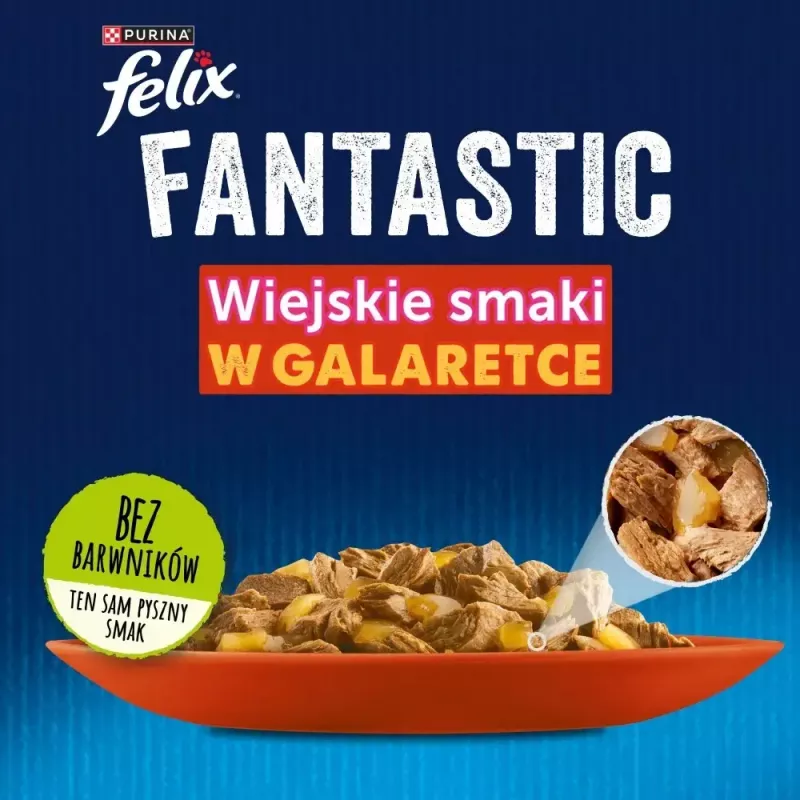 Mitrā kaķu barība Purina Nestlé PURINA Felix Countryside Selection multipaka 120×85 g maisiņi, pieaugušiem kaķiem, jauktas garšas, bez lipekļa