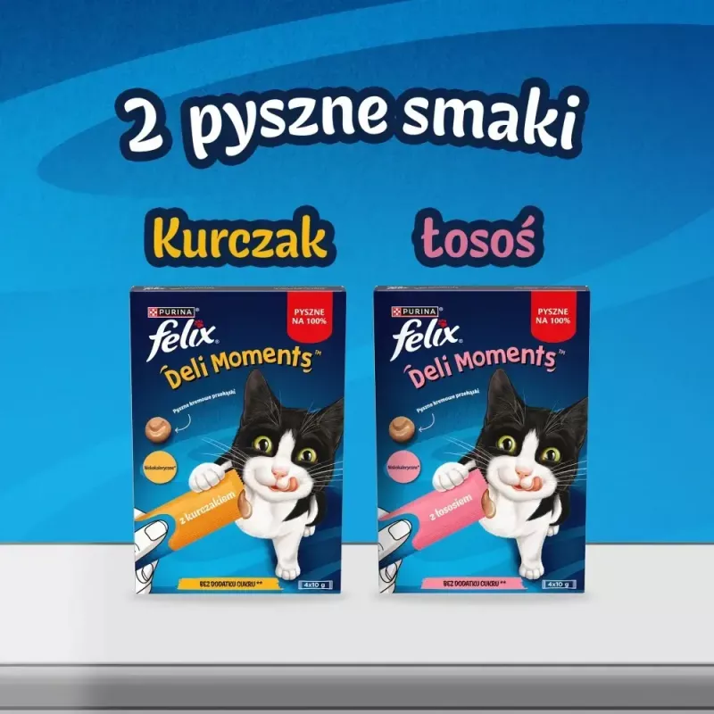 Mitrie kaķu gardumi Purina Felix Deli Moments lasis pasta 4 x 10 g tūbiņas