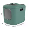 Kaķu tualete rotho Biala XL zaļa Easy Clean Design — liela plastmasas kaķu tualete, 499×576×614 mm, oglekļa filtrs, pakarināšanas caurums