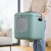 Kaķu tualete rotho Biala XL zaļa Easy Clean Design — liela plastmasas kaķu tualete, 499×576×614 mm, oglekļa filtrs, pakarināšanas caurums