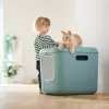 Kaķu tualete rotho Biala XL zaļa Easy Clean Design — liela plastmasas kaķu tualete, 499×576×614 mm, oglekļa filtrs, pakarināšanas caurums