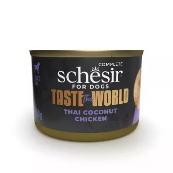 Mitrā suņu barība Agras Pet Foods Schesir Taste the World 150 g — vista, bez lipekļa, pieaugušiem, bundža
