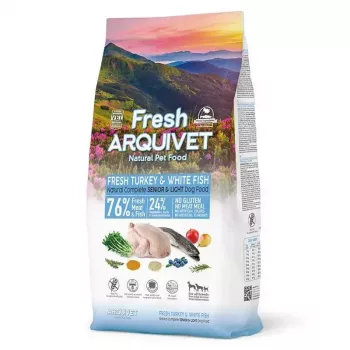 Sausā suņu barība ARQUIVET Fresh Senior & Light tītars un zivs, 10 kg, 26% olbaltumvielu, 10% tauku