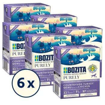 Bozita Purely Paté Duoprotein Junior mitrā suņu barība ar vistu un tītaru, 370 g