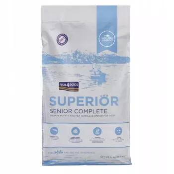 Sausā suņu barība FISH4DOGS Superior Senior Medium Salmon — 12 kg, bez graudiem, vidēja izmēra senioru suņiem