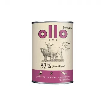 Mitrā suņu barība OLLO Umami Jērs un liellopu gaļa 850 g — pieaugušiem suņiem, bez graudiem, bez lipekļa un sojas