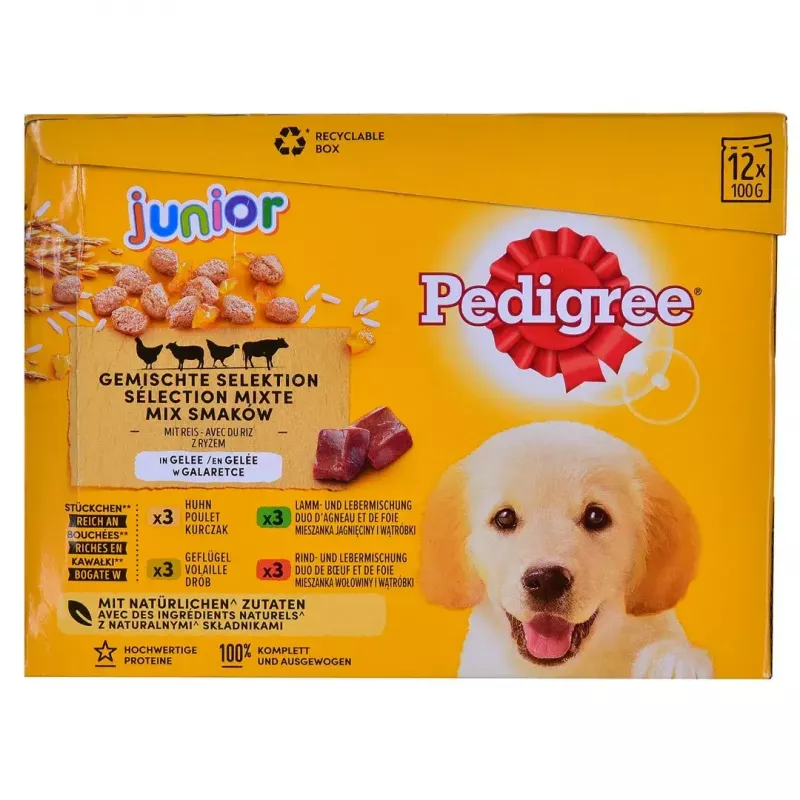 Pedigree Junior Selection Mix mitrā suņu barība, 12 x 100 g