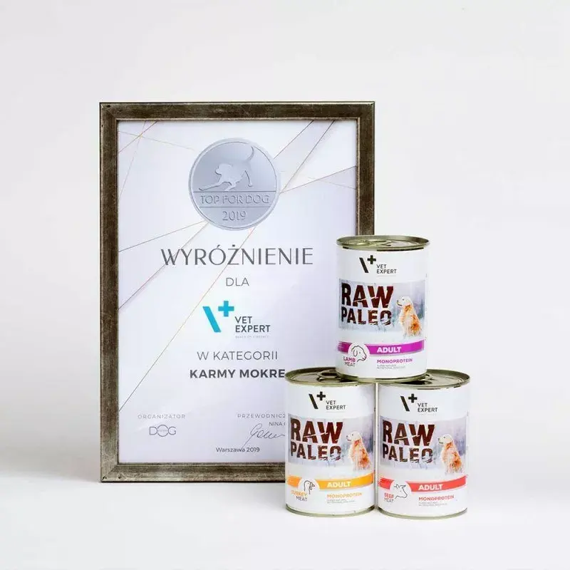 Mitrā suņu barība VETEXPERT RAW PALEO Adult Monoprotein Turkey 800 g bundžā, bez graudiem, bez lipekļa, pret pārtikas alerģijām