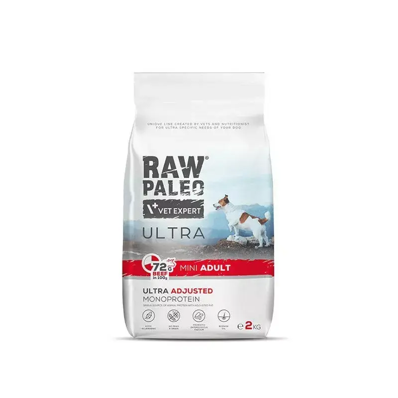 VETEXPERT RAW PALEO Ultra Mini Adult liellopa gaļa, sausā barība suņiem, 2 kg