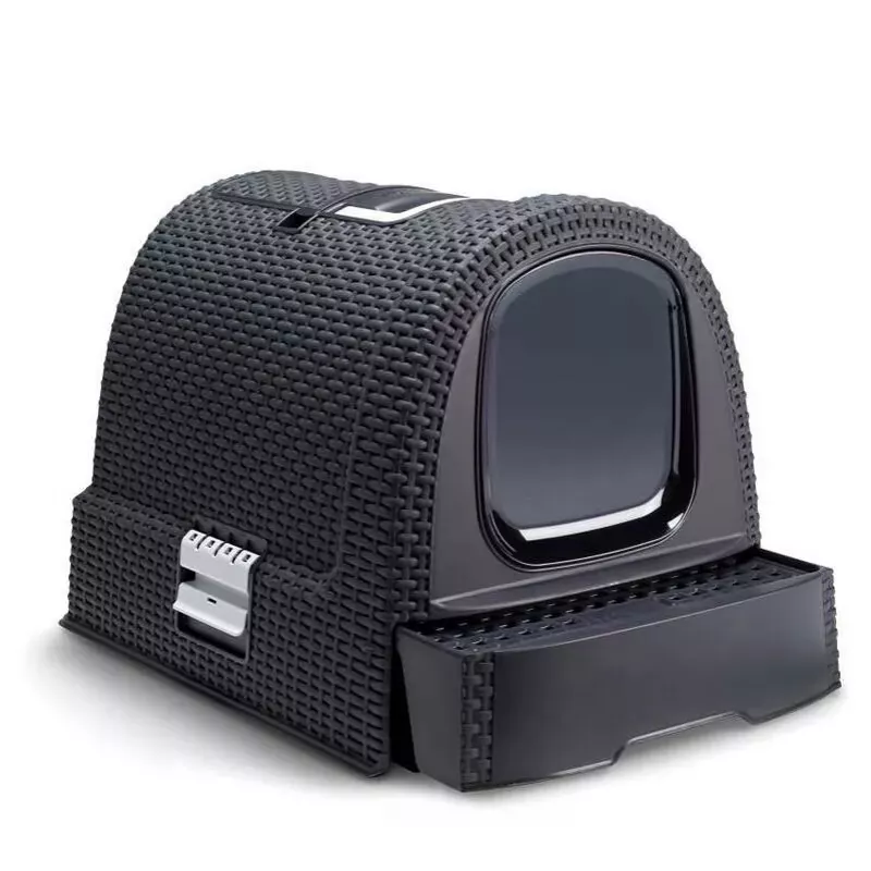 Kaku kaste Curver Pet Life Kuweta Antracyt — plastmasas kaķu kaku kaste, 385×510×395 mm, 2,41 kg, balta