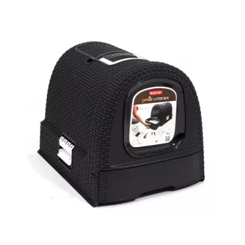 Kaku kaste Curver Pet Life Kuweta Antracyt — plastmasas kaķu kaku kaste, 385×510×395 mm, 2,41 kg, balta