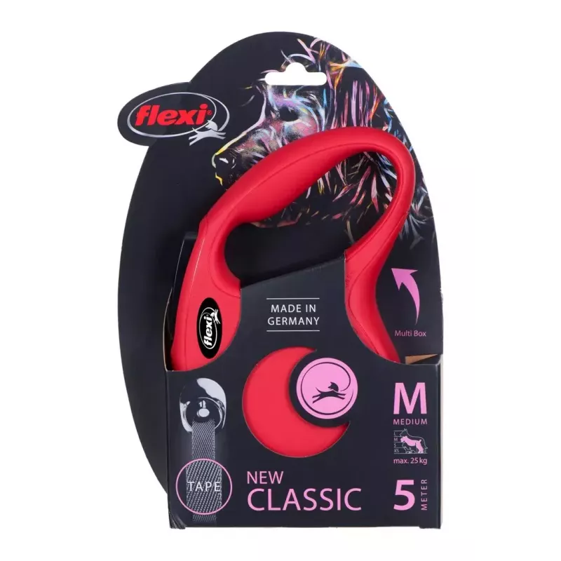 Izvelkama suņu pavada Flexi New Classic 5 m, auklas pavada, M izmērs, suņiem līdz 25 kg, melna