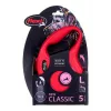 Ievelkama suņu pavada Flexi New Classic 5 m, melna neilona lente, lielu šķirņu suņiem līdz 50 kg