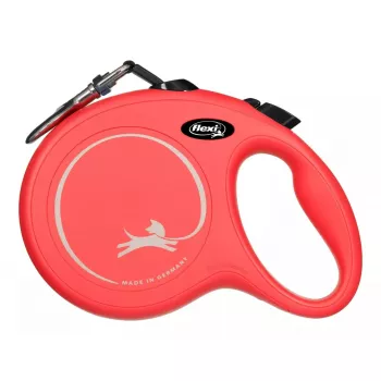 Ievelkama suņu pavada Flexi New Classic 5 m, melna neilona lente, lielu šķirņu suņiem līdz 50 kg