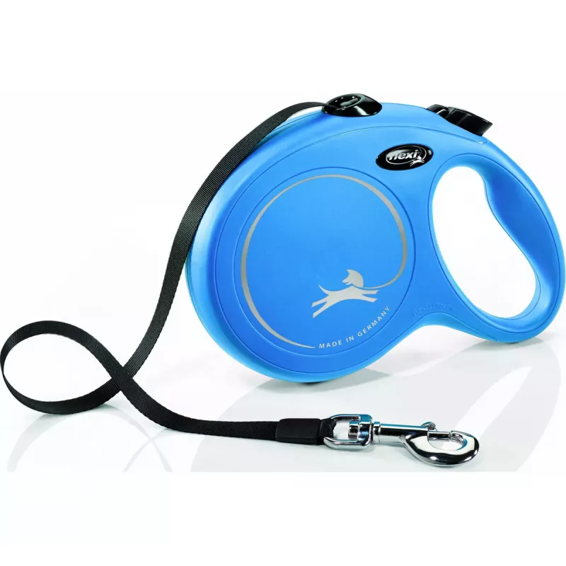 Ievelkamā pavada Flexi New Classic 8 m — Flexi 8 m auklas pavada, zila, L, maks. slodze 50 kg