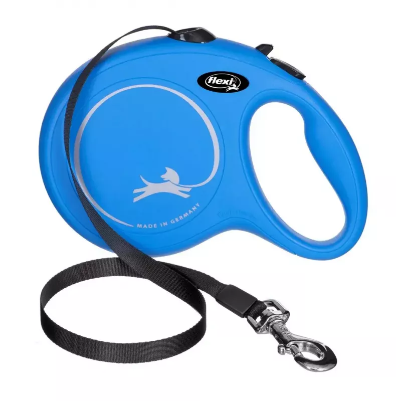 Ievelkamā pavada Flexi New Classic 8 m — Flexi 8 m auklas pavada, zila, L, maks. slodze 50 kg