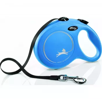 Ievelkamā pavada Flexi New Classic 8 m — Flexi 8 m auklas pavada, zila, L, maks. slodze 50 kg