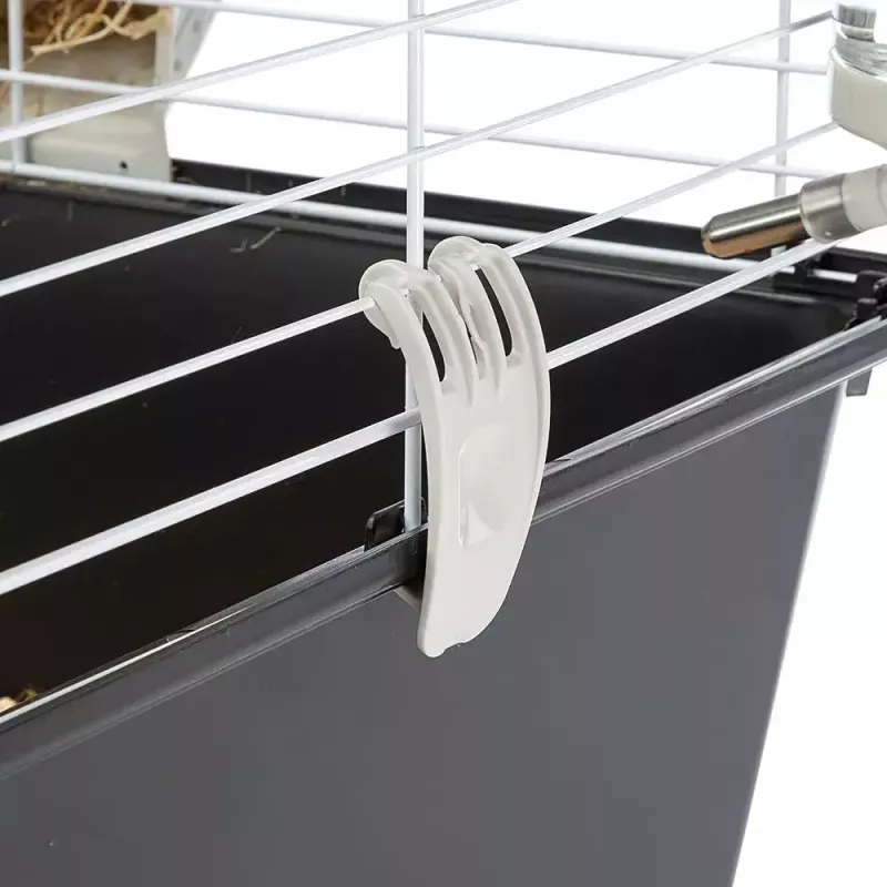 Būris FERPLAST Casita 80 jūrascūciņām 780×480×500 mm, metāls un plastmasa, pelēks/melns-balts
